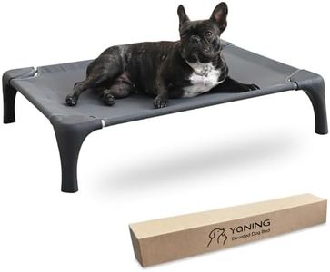 Yaning Elevated Dog Bed for Medium Dogs, No Screws Needed Raised Dog Cot Bed with Pet-Friendly Feet, Hold Up to 150lbs, Durable Outdoor Dog Bed with Aluminum Alloy Frame, Breathable Mesh (Dark Grey)