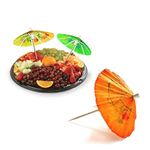 Unify EcoHomes 100 Pieces Umbrella Toothpick | Tropical Hawaiian Topper | Wooden Bamboo Luau Sticks | Cocktail Decorative | Snack Cakes Fruit Bar Café Home Party Supplies