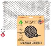 Knapp Made CM Scrubber 9"x6" Small Ring Cast Iron Scrubber - Cast Iron Cleaner for Hard Anodized Cookware, Pre-Seasoned Pans, Dutch Ovens, Iron Pans, Grills and Skillet. Chain Mail Scrubber Cast Iron