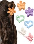 HAIMEIKANG 6 PCS Hair Clips - Matte Flower, Heart, Butterfly Hair Claw Clips for Women Girls - Non-Slip and Strong Hold Claw Clips for Thin/Medium/Thick Hair
