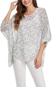 Vanbuy Womens Summer Printed Batwing Sleeve Top Chiffon Poncho Flowy Loose Sheer Blouse Shirt Tunic Z336-43-4353