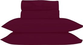 Bluemoon Homes Luxurious 1000 Thread Count Italian Finish 100% Egyptian Cotton 4-Piece Bed Sheet Set, Fitss Mattress Up to 18" Deep Pocket, Solid Pattern. (Queen, Burgundy)