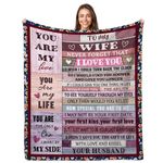 Wife Birthday Gift Ideas, Anniversary and Wedding Romantic Gift for Her, to My Wife Blanket 50 x 60 inch, Birthday Gifts for Wife, Christmas, Valentine's Day, Gift for Wife from Husband