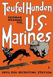 Posterazzi Vintage World War One Marine Corps bulldog chasing a German dachshund Poster Print, (11 x 17)