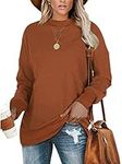 PLMOKEN Plus Size Sweatshirts for Women Casual Long Sleeve Tunic Tops for Leggings for Women(Caramel,2XL)