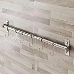 Plantex Anti Rust 304 Grade Stainless Steel Hook Hanger Rail/Towel Rod/Hook Rail for Bathroom and Kitchen (Silver)