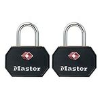 Master Lock 4681TBLK TSA Approved Luggage Lock with Key, 2 Pack, Assorted Colors