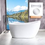 WOODBRIDGE 54" Acrylic Freestanding Bathtub Contemporary Soaking White Tub with Chrome Overflow and Drain,B0006-C