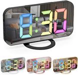 Alarm Clock with Dimmable LED Display, Digital Clock, Digital Alarm Clock with Colour Fonts, Alarm, Snooze, 3 Dimmer Modes, Alarm Clocks Bedside Mains Powered, Bedside Clock for Bedroom Decore-Black