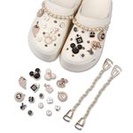 18PCS Shoe Charms, Bling Chain Charms for Clog Shoes Decoration, Shoe Charms for Croc Charms, Rhinestone Diamond Shoe Accessories for Teen Girls Women Gifts Birthday Christmas (Black&White)