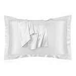 Mulberry Silk Pillowcase 1 Pair, Luxurious Silky Pillowcase Set, Comfortable Breathable Anti Wrinkle Smoothly Satin Pillow Cover For Hair And Skin, No Zipper With Envelope Closure Pillow Case, White