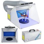 Display4top Airbrush Toy Model Parts Spray Booth Hose Kit Paint Craft Odor Extractory Hobby Spray Booth Portable w/LED Light Turn Table Powerful Fan with Filter Extraction