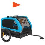 PawHut Dog Bike Trailer Support Up to 20 kg, Dog Bicycle Carrier, Easy Store Cart with Quick Release Frame, Flip-Down Ramp Tailgate, Universal Bicycle Coupler, Reflectors, Flag, Blue