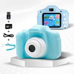 [Upgraded 2023] Kids Camera- Digital Kids Camera for Age 3-10 in Blue, 1080p HD Quality, 8GB SD Card-Kids Camera Rechargeable Battery-Toddler Video Recorder & 2 inch Screen-Birthday Gifts for Kids