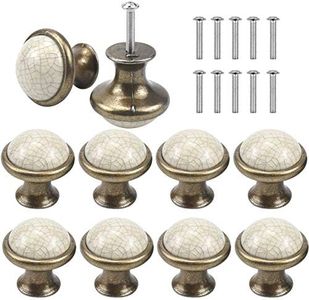 AvoDovA 10PCS Céramique Tiroir de Porte Poignée, 33MM Rond Boutons de Tiroir, Vintage Bouton de Meubles, Boutons de Porte, Poignées de Meuble pour Placard Armoire Cuisine, Chambre d'enfant