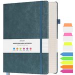 College Ruled Notebook, Large A4 Hardcover Leather Journal, 312 Numbered Pages Writing Journal, 100gsm No Bleed Paper, Lined Journal Notebook for Women Men School Office, 8.5''×11'', Grey Blue