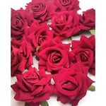 SATYAM KRAFT 12 Pcs Artificial Fake Velvet Head Rose Flowers Perfect for Decoration,Fabric Head Rose Flowers for Home Decor, Deepawali, Anniversary Decoration(12Pieces)(5 Cm) (Dark Red)