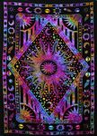 Popular Handicrafts Tapestry Wall Hanging Hippie Sun Moon Bohemian Hippy Psychedelic Design Indian Tapestries Bedspread 54 x 82 Inches (140cm x 210cm) Multicolor Tie Dye