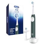 Oral-B iO Series 2 Rechargeable Electric Powered Toothbrush Starter Kit, Forest Green with 2 Brush Heads - Automatic Pressure Sensor to Protect Gums - 3 Modes - 2 Min Timer