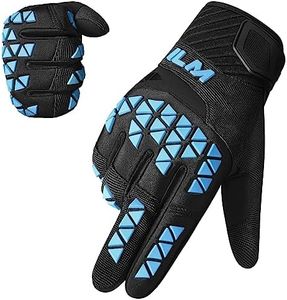 ILM Motorcycle Gloves Kids Youth Dirt Bike Motocross Gloves MTB ATV BMX MX Touchscreen Racing Mountain Bike Cycling Off Road Riding Full Finger Outdoor Sports Glove Model-JC37(Blue, Youth-Large)