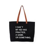 Lamyba I Can't My Kid Has Practice A Game or Something Tote Bag,Sports mom Bag,Soccer Mom Bag with Zipper,Black