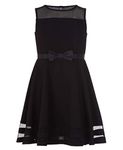 Calvin Klein Girls Sleeveless Party Dress, Fit and Flare Silhouette, Round Neckline & Back Zip Closure,Black, 16