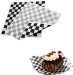 Armastuse 100 Sheets Black and White Checkered Dry Waxed Deli Paper Sheets, Paper Liners for Plasic Food Basket, Wrapping Bread and Sandwiches