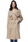 Orolay Women's Trench Coat with Belt Lightweight Double-Breasted Long Length Jacket Khaki