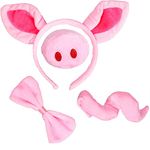 Pig Costume Set Pig Ears Nose Tail and Bow Tie Pink Pig Fancy Dress Costume Kit Accessories for Kids Halloween Party Favor