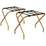 Harbour Housewares Folding Metal Luggage Racks - Gold - Pack of 2