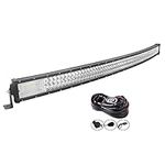 AUXTINGS 50 inch 127cm 648W Curved LED Light Bar 7D Lens Spot Flood Combo Beam Triple Row LED Work Diving Lights +Wiring Harness Kit for Off Road ATV AWD SUV 4WD 4x4 Pickup,12V 24V Waterproof 6000K