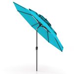 COSTWAY 3M 3-Tier Garden Parasol, Double Vented 8-Ribs Patio Umbrella with Winding Crank & Tilt Function, Outdoor UV Protective Canopy Sun Shade for Beach Poolside (Turquoise, 296 x 296 x 250cm)