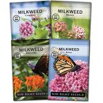 Sow Right Seeds - Milkweed Seed Collection - Varieties Included: Butterfly, Common, Rose and Showy Milkweed, Attracts Monarch and Other Butterflies to Your Garden - Non-GMO Heirloom Packet to Grow