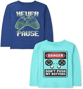 The Children's Place Boys Classic Gamer And Game Boss Tee 2 Pack Shirt, Kids Tshirt, Never PauseDanger 2-pack, Medium