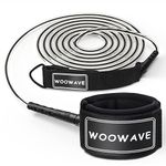 WOOWAVE Surfboard Leash Premium Surf Leash SUP Leg Rope Straight 6/7/8/9 feet for All Types of Surfboards with Waterproof Wallet/Phone Case (Clear Black Core, 8ft & 7mm)