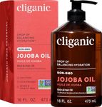 Cliganic Jojoba Oil Non-GMO, Bulk 16oz | 100% Pure, Natural Cold Pressed Unrefined Hexane Free Oil for Hair & Face