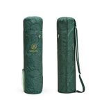 Wiselife Yoga Mat Bag Premium Carry Bag, Full Easy Access Zip, Multi Functional Storage Pockets & Adjustable Shoulder Strap - Green Leaves