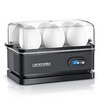 arendo - Electric Egg Boiler, Automatic Cooker with Warming Function, 6 Egg Capacity, Indication Light, for Perfect Soft and Hard Eggs,Water Measuring Cup and Egg Piercer, Stainless Steel, Cool grey