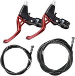 Lomodo 4 Pieces Bicycle Brake Accessories Including 2 Pack V-Brake Handlebar Aluminium Alloy Brake Levers (2.2 cm in Diameter) and 2 Pack Brake Wire for Mountain/Road/MTB Bike (Red)