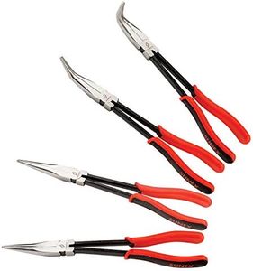 11" Long Reach Straight Pliers Set, 90° Bent Nose Pliers, 45° Bent Nose Pliers, 20° Bent Nose Pliers, 4Piece