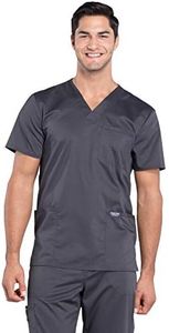 Cherokee V- Neck Men's Scrubs Top with Pockets WW670, M, Pewter
