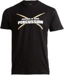 Weapons of Mass Percussion | Funny Drum Drummer Music Band Men Women T-shirt-(Adult,L) Black