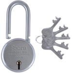 Foora Small Lock and Keys, Round 50mm Long Neck Shackle Padlock, Double Locking 7 Lever, Door Lock for Home, Gate Lock, Shutter Lock, with 5 Keys