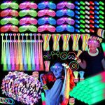 302 PCS Glow in the Dark Party Supplies, 20 LED Hair Clips Fiber Optic, 16 LED Glasses, 16 Foam Glow Sticks, 10 Light Up Flower Crowns, 40 Finger Lights,200 Glow Sticks for Glow Party Wedding Birthday