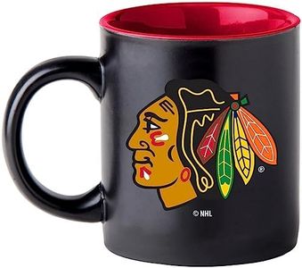 Boelter Brands Two Toned Matte Black Coffee Mug, NHL Team Logo with Inner Team Color (Chicago Blackhawks)