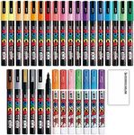 Posca Paint Marker Fine Point (PC-3M,PC-3ML) 31 Colors FULL RANGE Bundle Set Uni Mitsubishi Poster Colour ALL COLOR 1.1mm Marking Pen Loconeko Original Manual Set