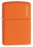 Zippo Windproof Lighter - Logo - Orange Matte, Laser Engrave - Refillable for Lifetime Use - Adjustable Flame - Gift Box - Metal Construction - Made in USA