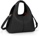 JQWSVE Small Tote Bag for Women Trendy Shoulder Handbag Pebble Leather Top-handle Satchel Bag Designer Crossbody Tote Purse, Black, Small, Trendy