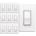 [10 Pack] BESTTEN 3 Way Decorator Wall Light Switch, On/Off Paddle Rocker Interrupter, Screwless Wallplate Included, 15A 120/277V, cUL Listed, White