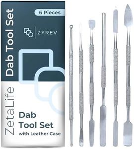 Zyrev 6-Piece Stainless Steel Double-Ended Dab Tool and Carving Tool Set with Leather Case (Silver)